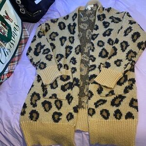Reborn J Tan Leopard Cardigan Sweater
